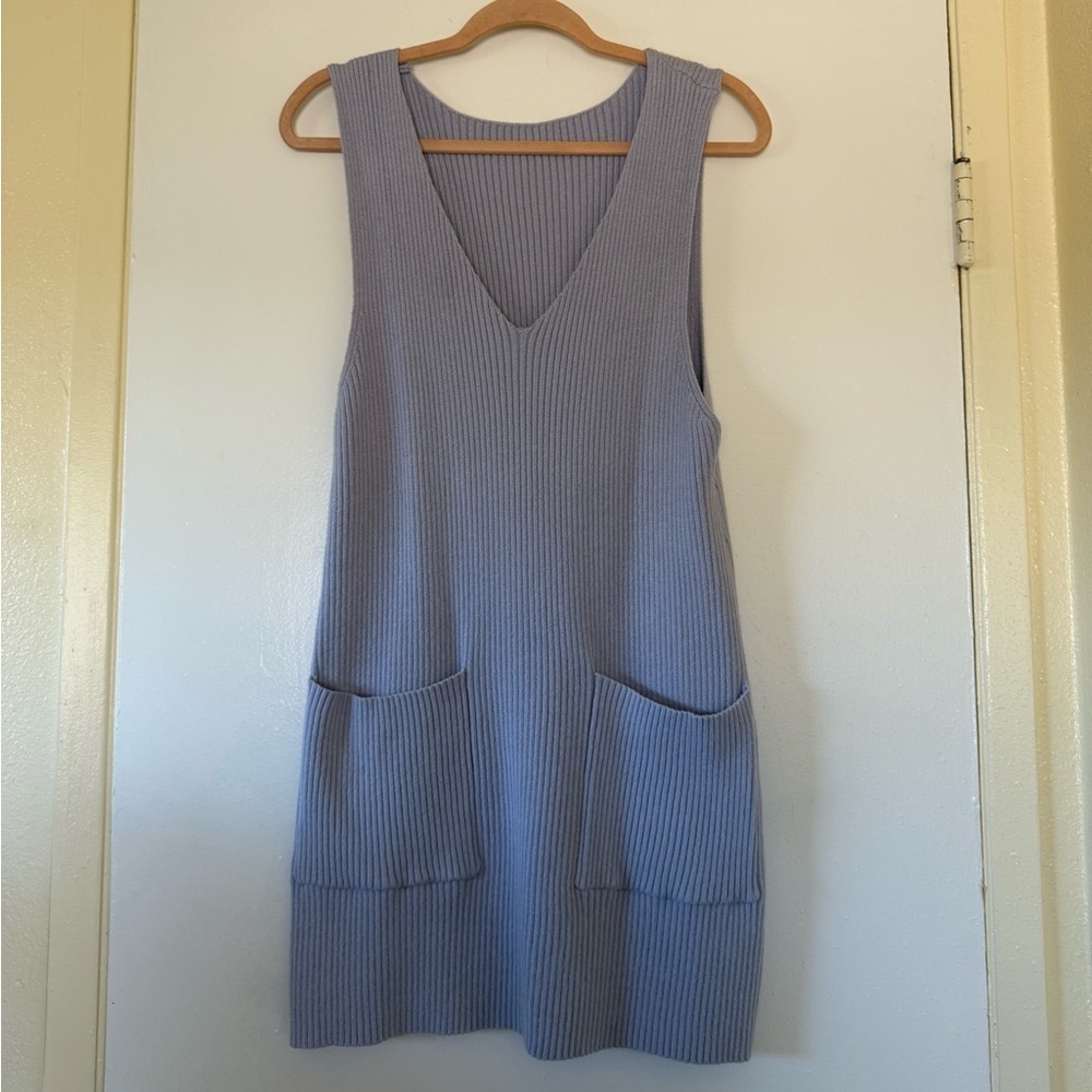 Light grayish blue mini sweater dress
